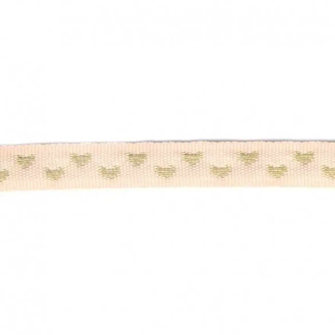 Herzchenborte Band mit Herzen Ripsband 9mm breit hellrosa goldfarbig 25m Rolle