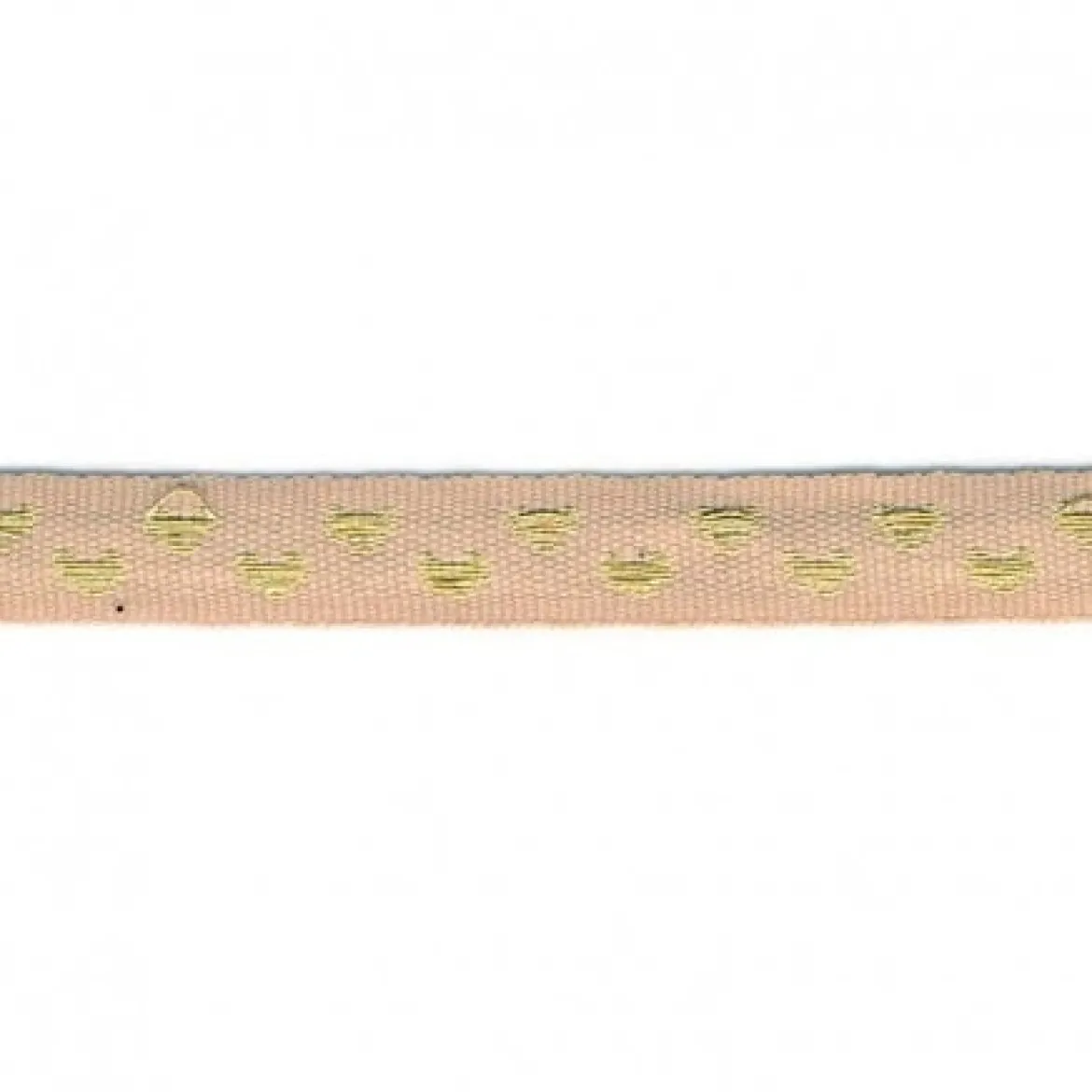 Herzchenborte Band mit Herzen Ripsband 9mm breit beige goldfarbig 25m Rolle