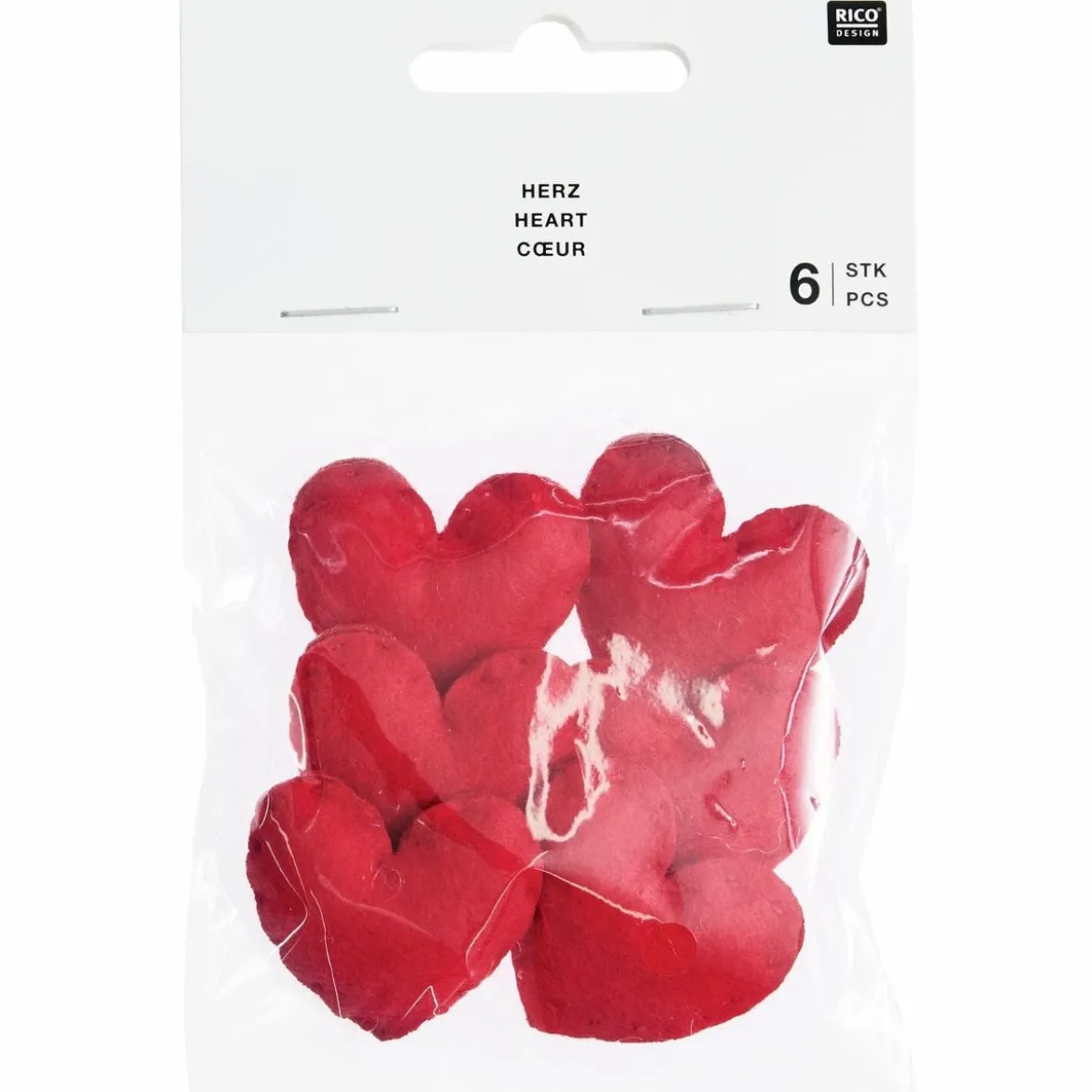 Herz Filzherzchen rot 3cm 6er Set von Rico Design