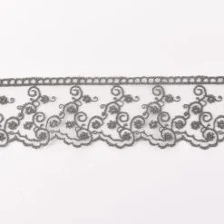 Häkelband auf Tüll Ranken dunkelgrau Breite: 4,5cm