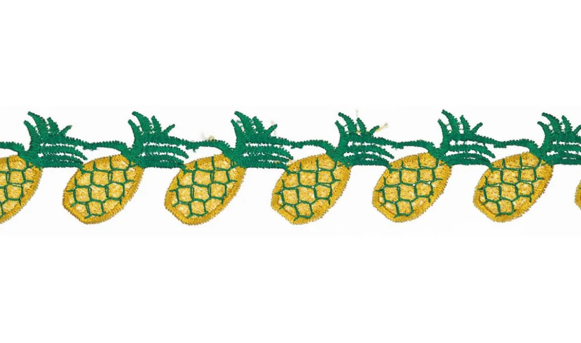 Häkelborte Dekoband Ananas gelb grün Breite 3cm
