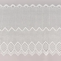 Häkelgardine Bistrogardine Scheibengardine Spitze Sechseck Blume Meterware sekt 40cm Höhe