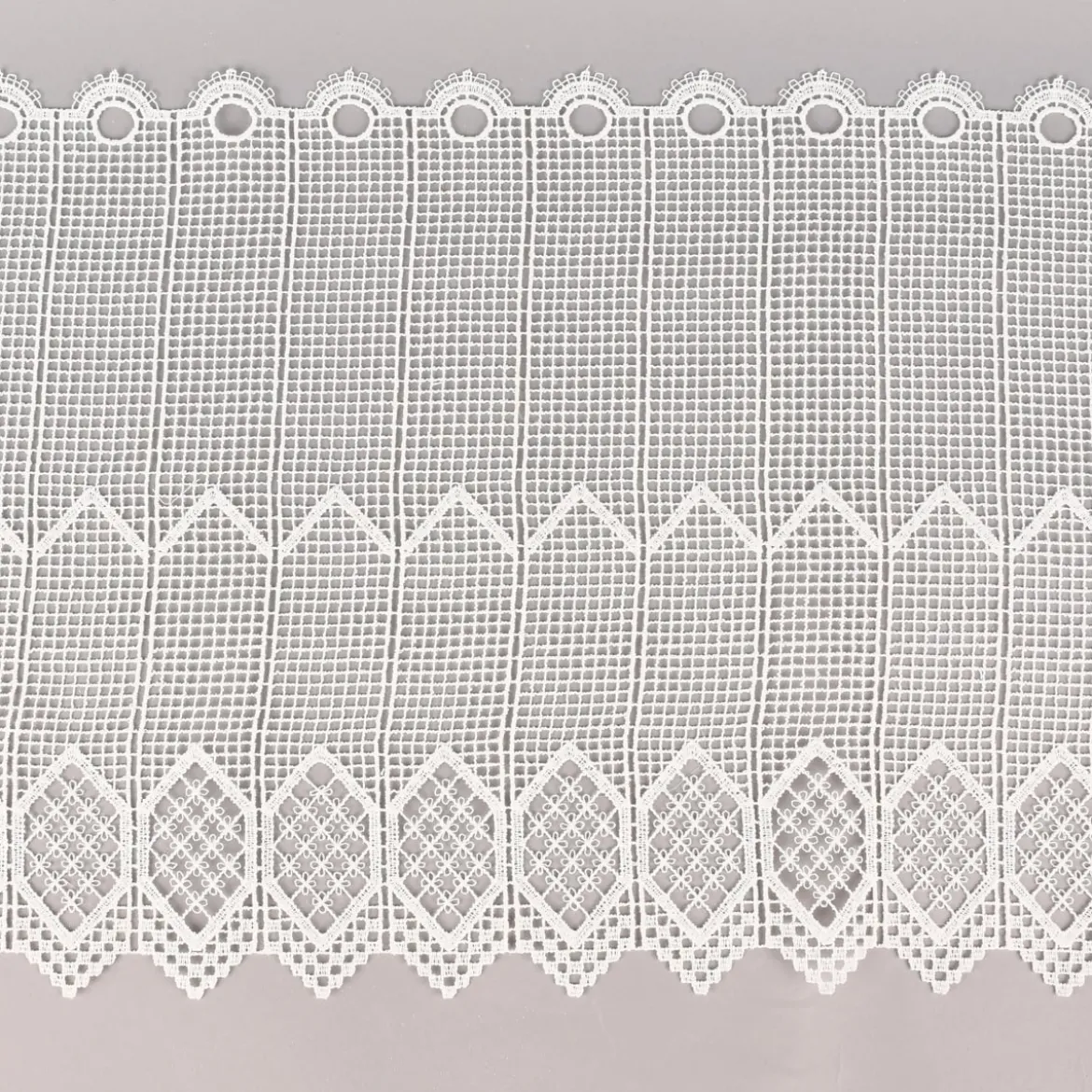 Häkelgardine Bistrogardine Scheibengardine Spitze Sechseck Blume Meterware sekt 40cm Höhe