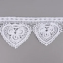 Häkelspitze Häkelborte Meterware Herz handgehäkelt 100% Baumwolle 11cm