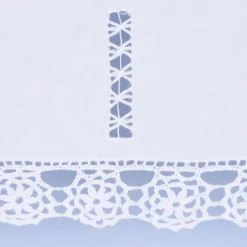 Häkelspitze Häkelgardine Panneaux mit Schlaufen und Häkelblume weiß 120x20cm