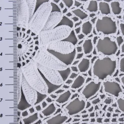 Häkelspitze Häkelgardine Panneaux Meterware Sonnenblume mit Durchzugslöchern weiß 25cm Höhe