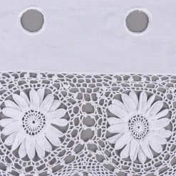 Häkelspitze Häkelgardine Panneaux Meterware Sonnenblume mit Durchzugslöchern weiß 25cm Höhe