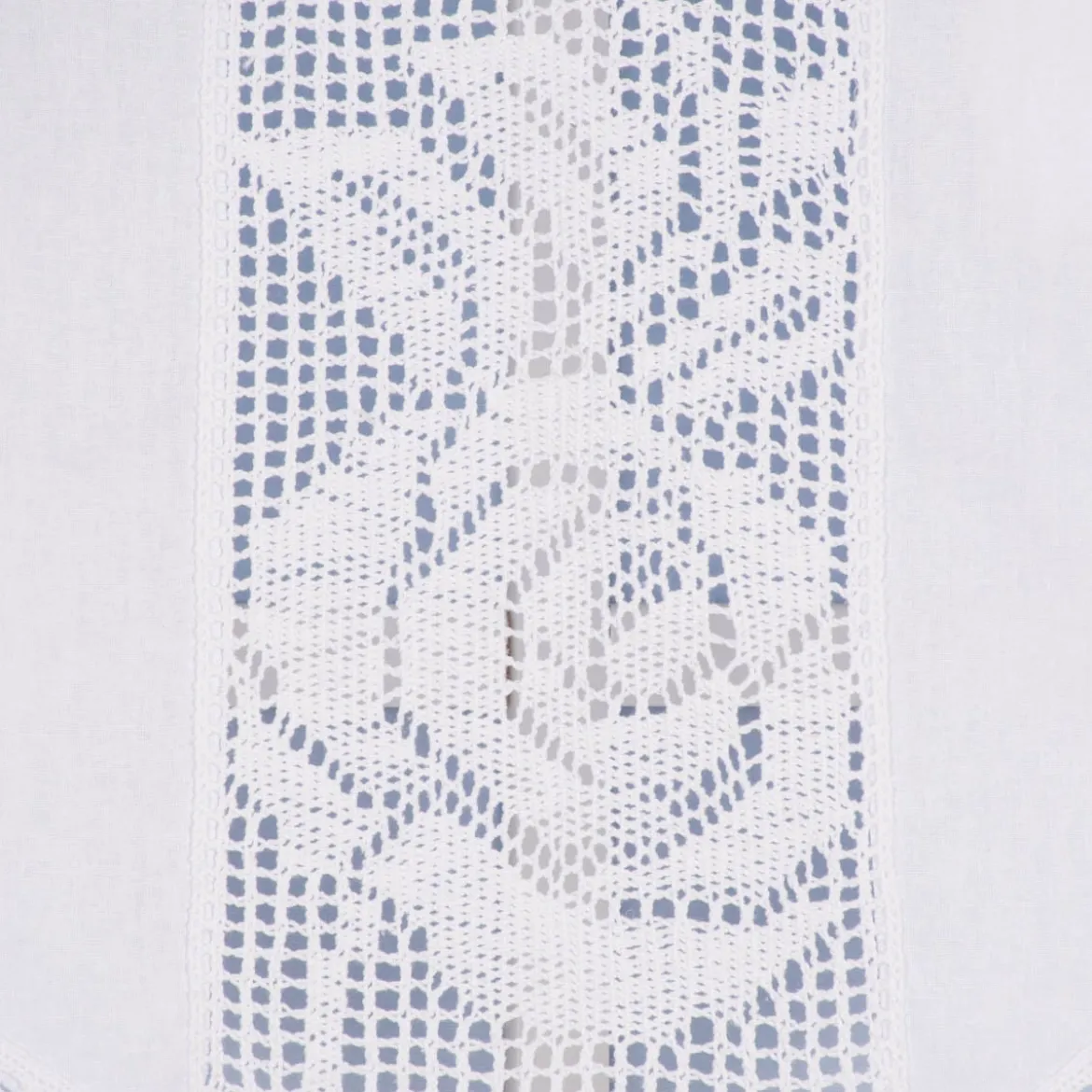 Häkelspitze Häkelgardine Scheibengardine mit Schlaufen und Häkeldetail Dreiecksabschluss Rose weiß 35x45cm
