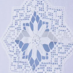 Häkelspitze Häkelgardine Seitenschal mit Schlaufen und Häkeldetail Sternornament weiß 70x180cm