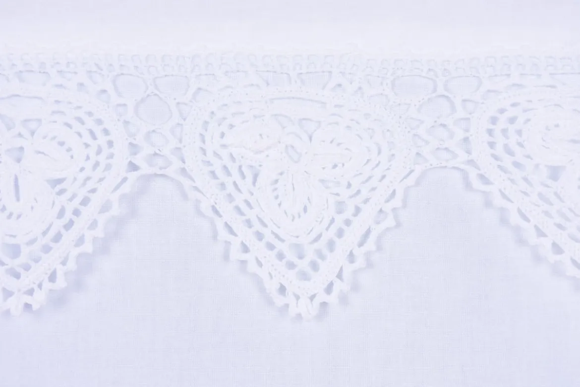 Häkelspitze Häkelgardine Seitenschal Herz mit Tunneldurchzug weiß 40x130cm
