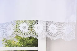 Häkelspitze Häkelgardine Seitenschal Sonnenblume mit Durchzugslöchern weiß 70x240cm