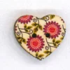 Holzknopf Maschinen waschbar Herz 2,5x2,5cm Blumen Sonnenblumen pink