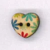 Holzknopf Maschinen waschbar Herz 1,5x1,5cm weiß Blumen