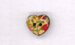 Holzknopf Maschinen waschbar Herz 1,5x1,5cm Tulpen