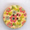 Holzknopf Maschinen waschbar rund 25mm Blumen pink grün