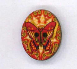 Holzknopf Maschinen waschbar 2,3x3cm Schmetterling rot