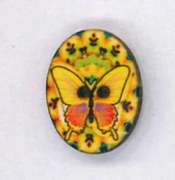 Holzknopf Maschinen waschbar 2,3x3cm Schmetterling gelb