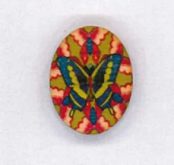 Holzknopf Maschinen waschbar 2,3x3cm Schmetterling blau