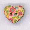 Holzknopf Maschinen waschbar Herz 2x2cm Blumen pink blau grün