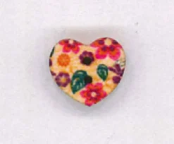 Holzknopf Maschinen waschbar Herz 1,8x1,8cm Gerbera bunt