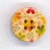 Holzknopf Maschinen waschbar rund 20mm kleine Blumen orange grün
