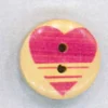 Holzknopf Maschinen waschbar rund 20mm Herz Querstreifen pink
