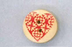 Holzknopf rund 20mm Herz Ornament rot