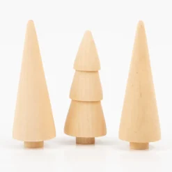 Holz-Tannenbäume natur 3er Set – 7,5–8,5 cm hoch von Rayher
