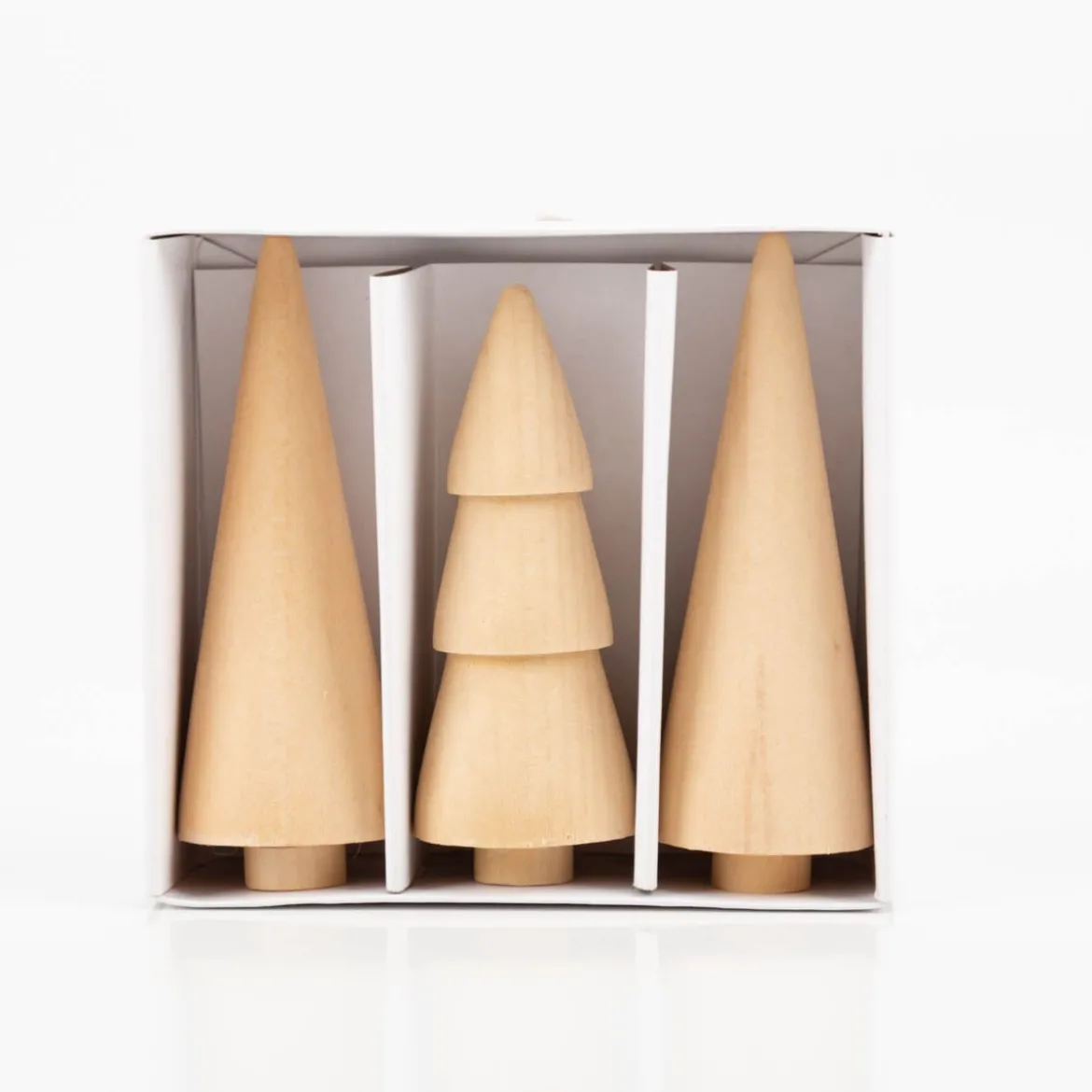 Holz-Tannenbäume natur 3er Set – 7,5–8,5 cm hoch von Rayher