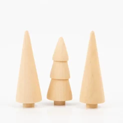Holz-Tannenbäume natur 3er Set – 7,5–8,5 cm hoch von Rayher