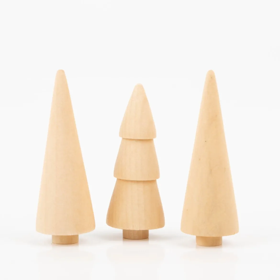 Holz-Tannenbäume natur 3er Set – 7,5–8,5 cm hoch von Rayher