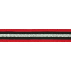 Hosenband Polyester leicht elastisch Streifen Glitzer rot schwarz silberfarbig Breite: 3cm