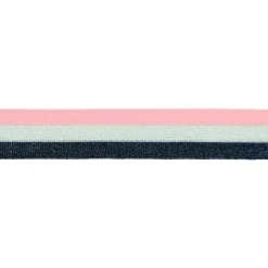 Hosenband Polyester leicht elastisch Streifen Glitzer rosa silberfarbig dunkelblau Breite: 3cm