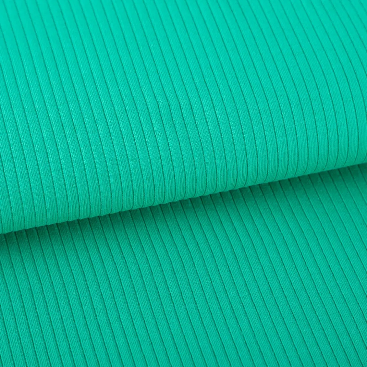 Interlock Jersey Mandy gerippt einfarbig smaragd grün 1,40m Breite