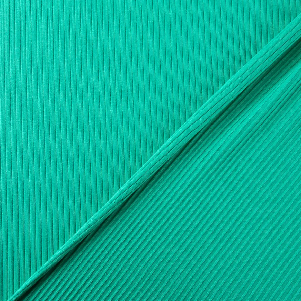 Interlock Jersey Mandy gerippt einfarbig smaragd grün 1,40m Breite