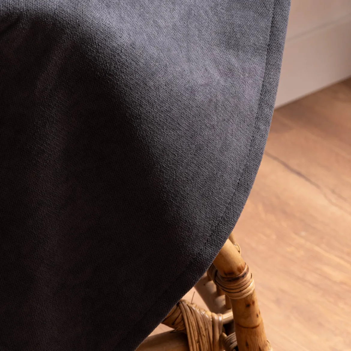 3-in-1 Thermovorhang Dim-Out Akustik mit Ösenaufhängung uni anthrazit grau strukturiert 140x260cm