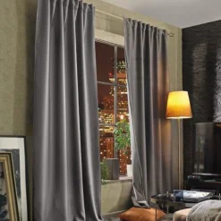 3-in-1 Vorhang Thermo Dimo-Out Akustik Vorhang mit Multifunktionsband 2lagig grau 135x245cm