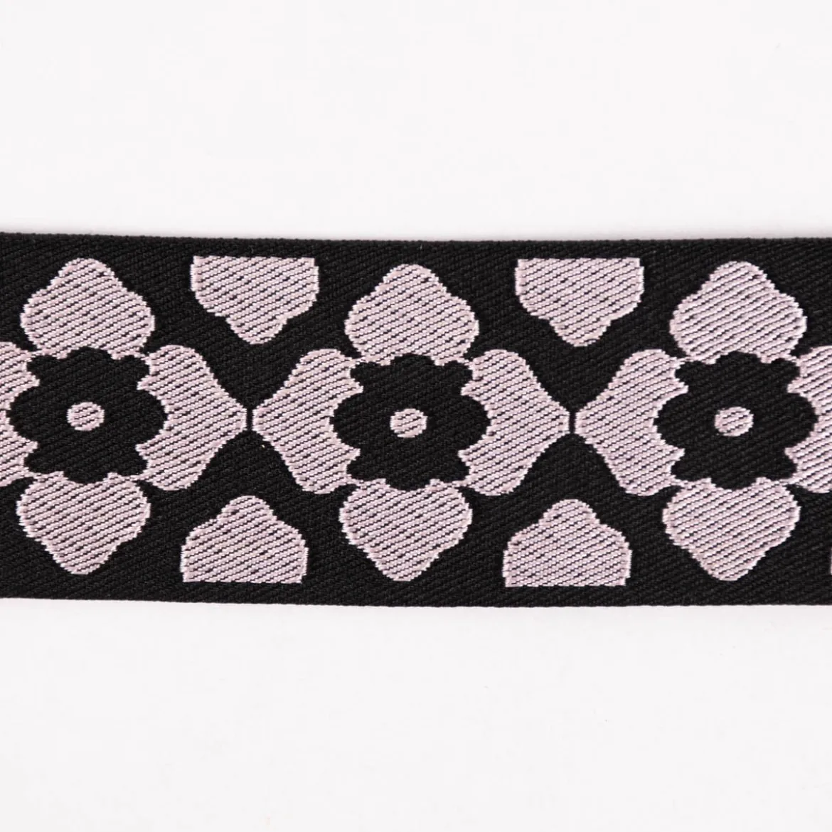 Jacquard-Borte Webborte orientalische Blumen schwarz rosa 40mm breit