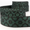 Jacquard-Borte Webborte orientalische Blumen schwarz grün 40mm breit