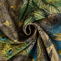 Jacquard Dekostoff Peacock Extravagant Pfau blau grün 1,4m Breite