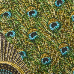 Jacquard Dekostoff Peacock Extravagant Pfau blau grün 1,4m Breite