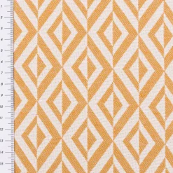 Jacquard Stoff Dekostoff Doubleface Monza Art Déco ockergelb weiß 2,80m Breite