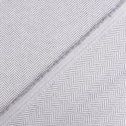 Jacquard Stoff Dekostoff Doubleface Miseno Fischgrät hellgrau 2,80m Breite