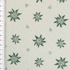 Jacquard Stoff Dekostoff Edelweiß Landhaus Doubleface grün ecru 1,4m Breite