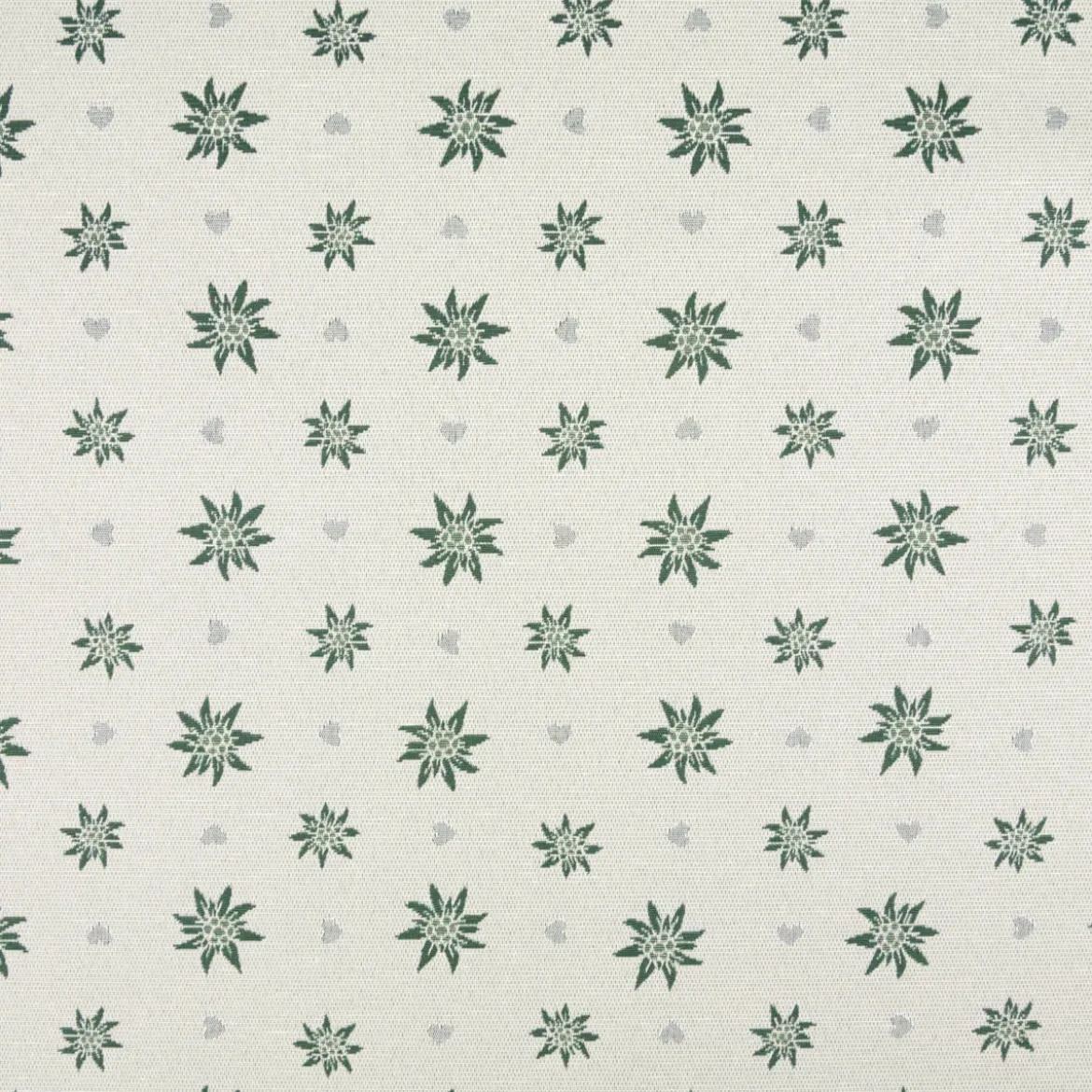 Jacquard Stoff Dekostoff Edelweiß Landhaus Doubleface grün ecru 1,4m Breite