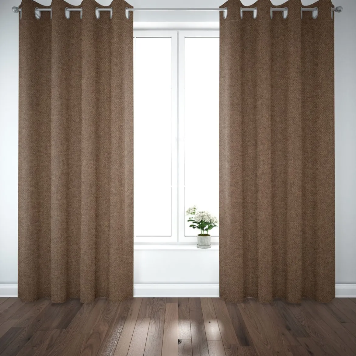 Jacquard-Stoff Dekostoff Herringbone Fischgrätmuster Streifen braun meliert 1,40m Breite