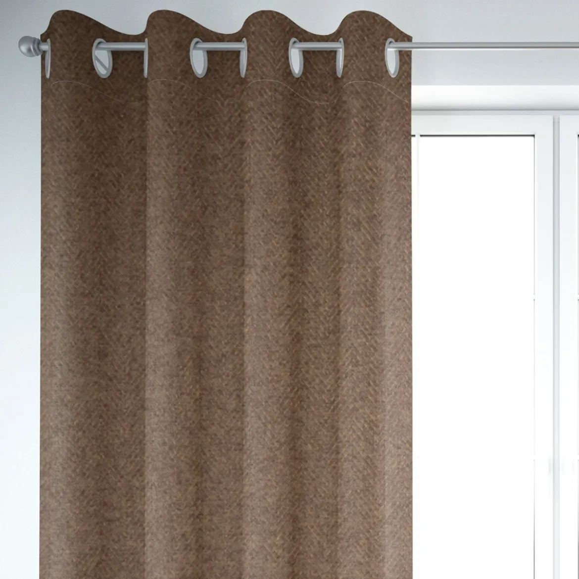 Jacquard-Stoff Dekostoff Herringbone Fischgrätmuster Streifen braun meliert 1,40m Breite