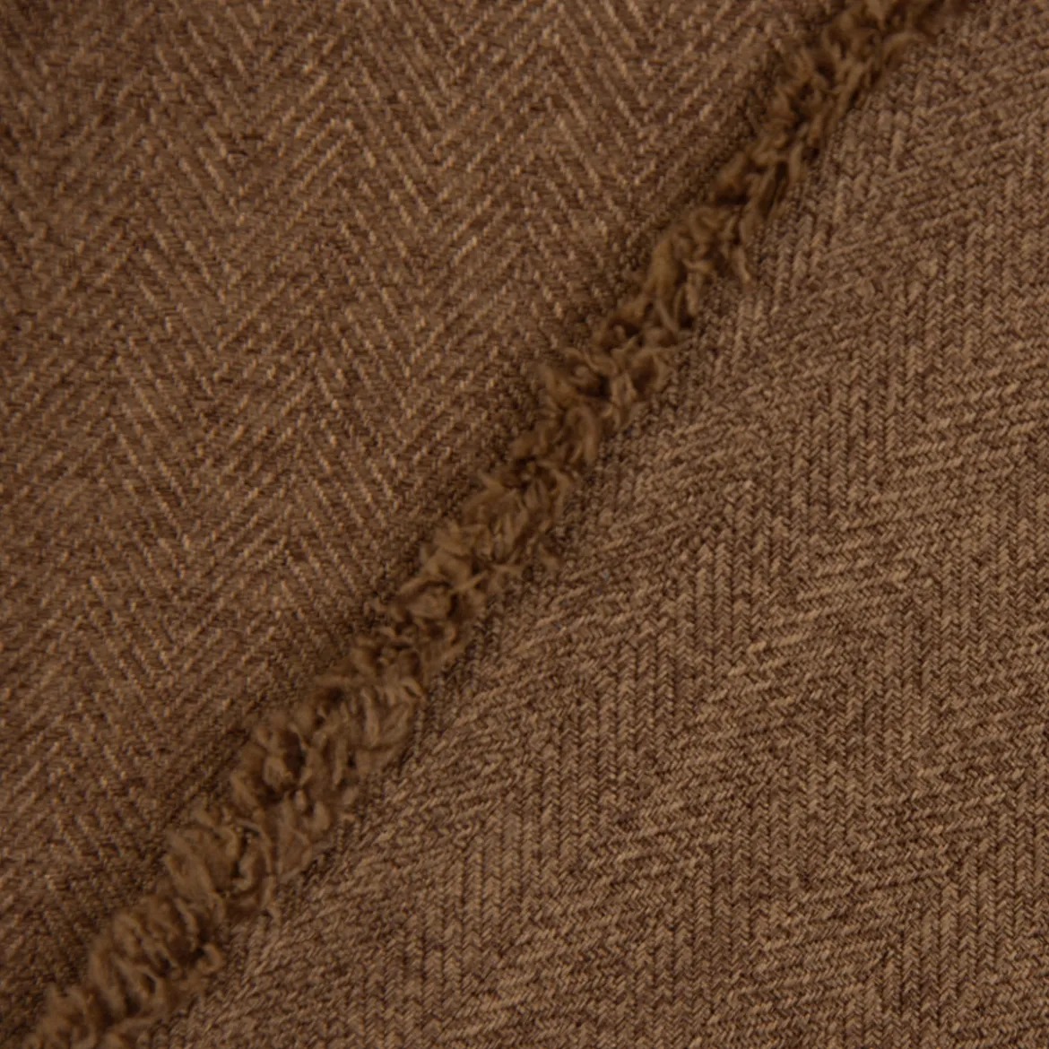 Jacquard-Stoff Dekostoff Herringbone Fischgrätmuster Streifen braun meliert 1,40m Breite