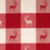 Jacquard Stoff Dekostoff Karos Hirsche rot weiß 140cm Breite