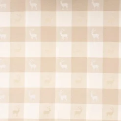 Jacquard Stoff Dekostoff Karos Hirsche beige weiß 140cm Breite